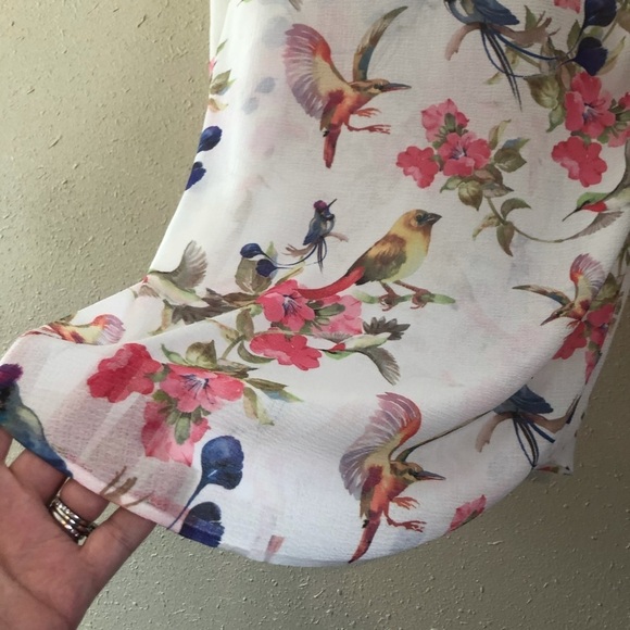 DNA Couture Sheer white blouse w/ Beautiful Bird S - Picture 10 of 10